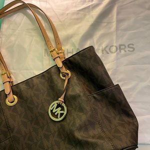 Michael Kors Jet Set Signature Dark Brown Tote